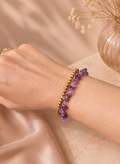 Duo Sora bracelets en améthyste violette et hématite facettée dorée