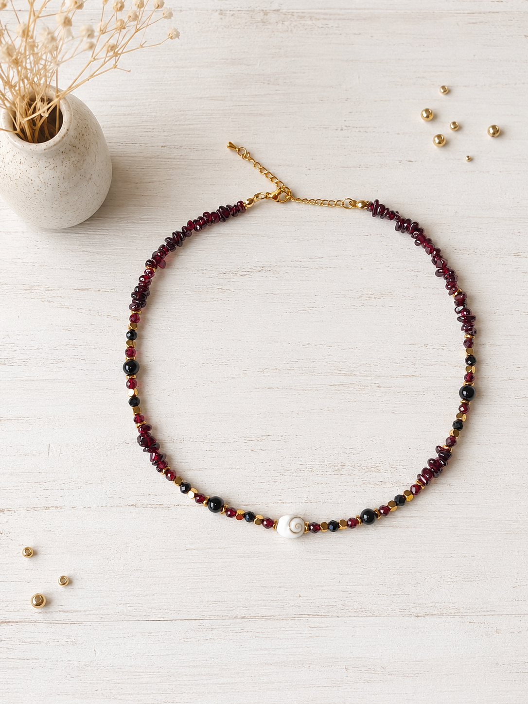 Collier Jaipur en grenat - pierres naturelles - bijou artisanal - Ô Fil des Perles