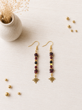 Boucles d'oreilles Jaipur grenat - pierres naturelles - bijou artisanal - Ô Fil des Perles
