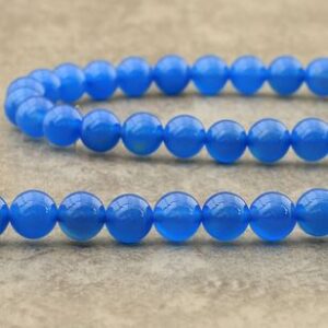 perle ronde agate bleue teintee 8mm pierre naturelle pierre fine semi precieuse gemme