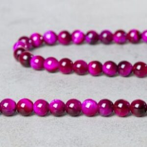 oeil de tigre fuschia 6mm perle ronde pierres naturelles semi precieuse gemmes perles fines