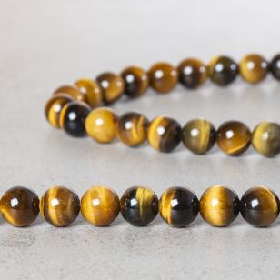 perle ronde oeil de tigre 8mm jaune et marron brillant pierres naturelles pierres fines